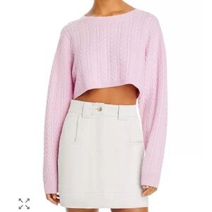 LoveShackFancy Calloway Wool & Cashmere Cable Cropped Sweater